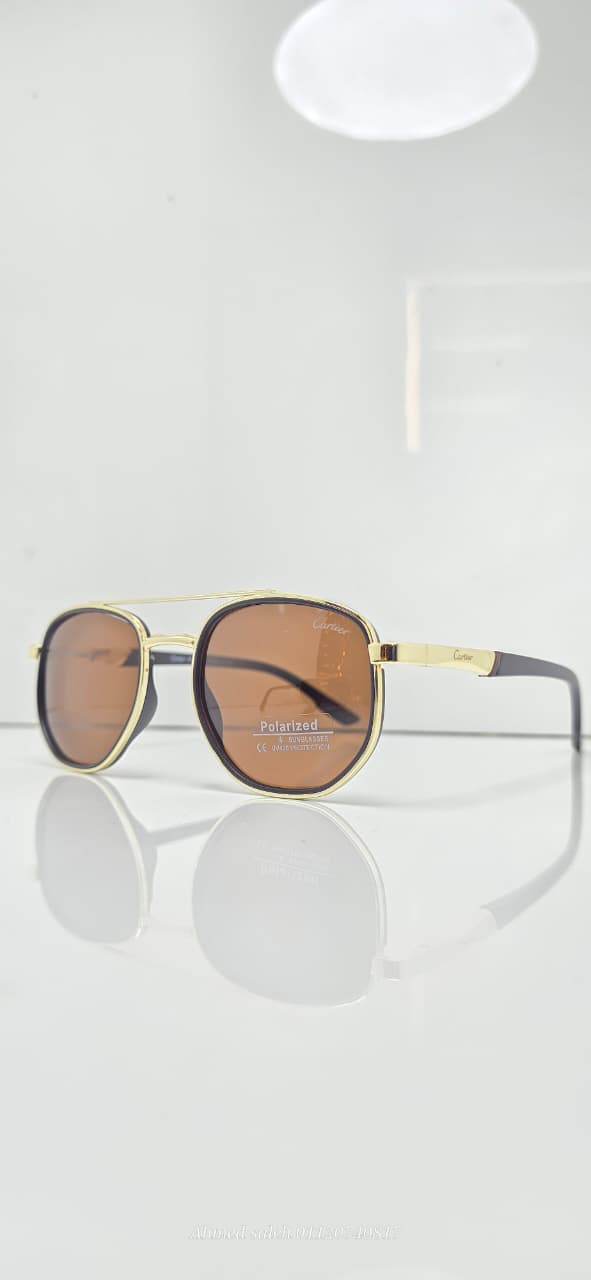 POLARIZED Cartier Sunglasses Double Bridge Aviator METAL FRAME  .