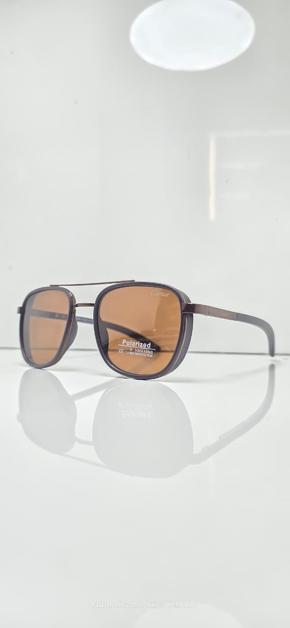 POLARIZED CARTIER Sleek Rectangular Metal Frame.