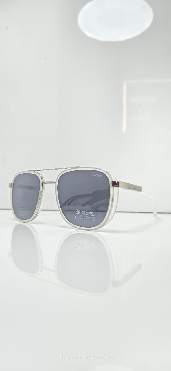 POLARIZED CARTIER Sleek Rectangular Metal Frame.
