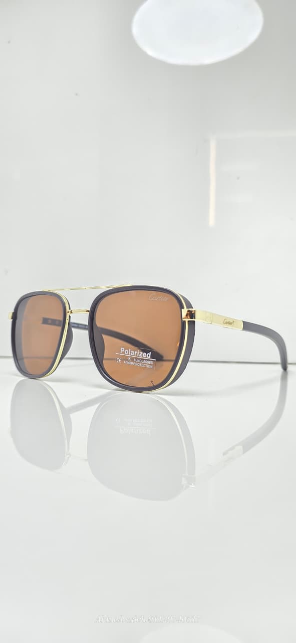 POLARIZED CARTIER Sleek Rectangular Metal Frame.