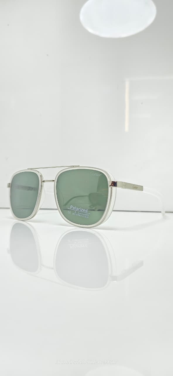 POLARIZED CARTIER Sleek Rectangular Metal Frame.