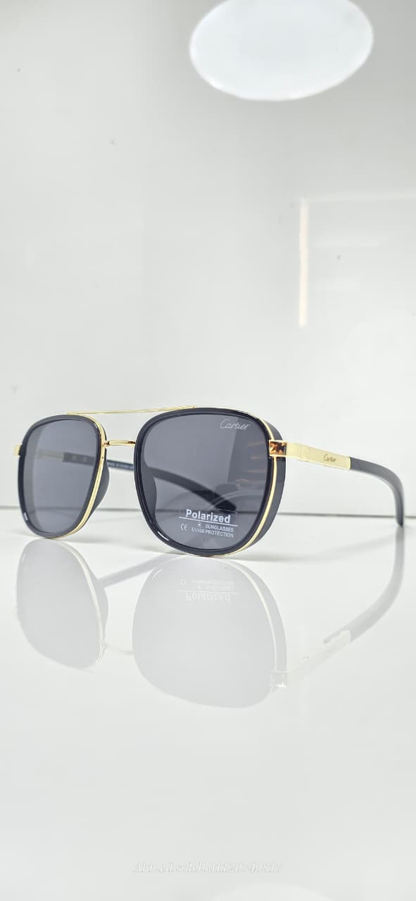 POLARIZED CARTIER Sleek Rectangular Metal Frame.