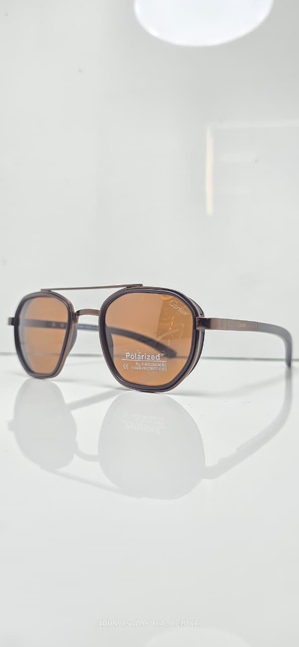 POLARIZED CARTIER Square/Rectangular Pilot Double Bridge METAL FRAME .