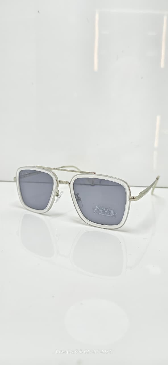 POLARIZED RAY-BAN Square Pilot / Geometric Double Bridge METAL FRAME .