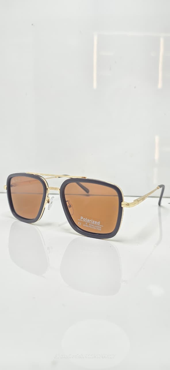 POLARIZED RAY-BAN Square Pilot / Geometric Double Bridge METAL FRAME .