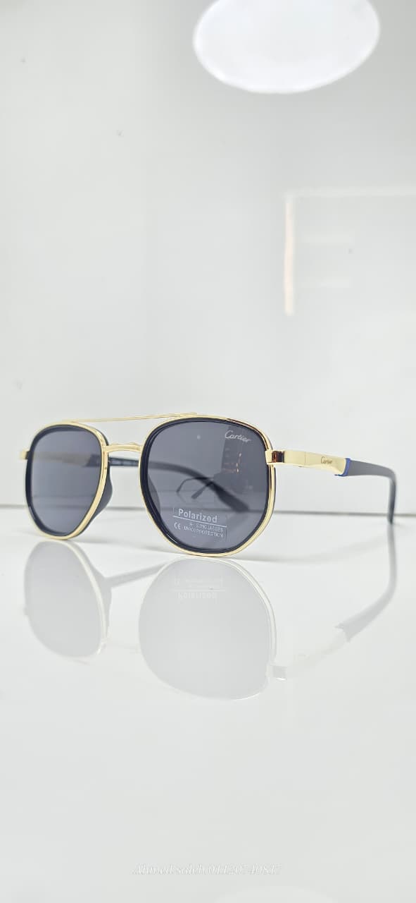 POLARIZED Cartier Sunglasses Double Bridge Aviator METAL FRAME  .