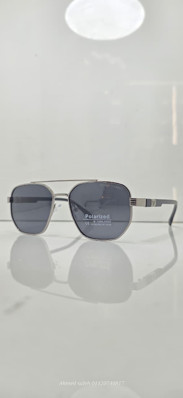 POLARIZED EMPORIO ARMANI Luxury Squared/Geometric Metal Frame (MEN.