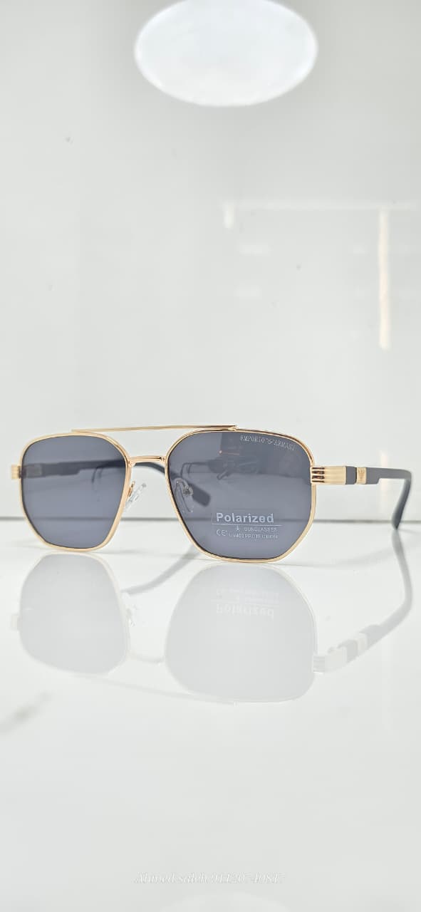 POLARIZED EMPORIO ARMANI Luxury Squared/Geometric Metal Frame (MEN.